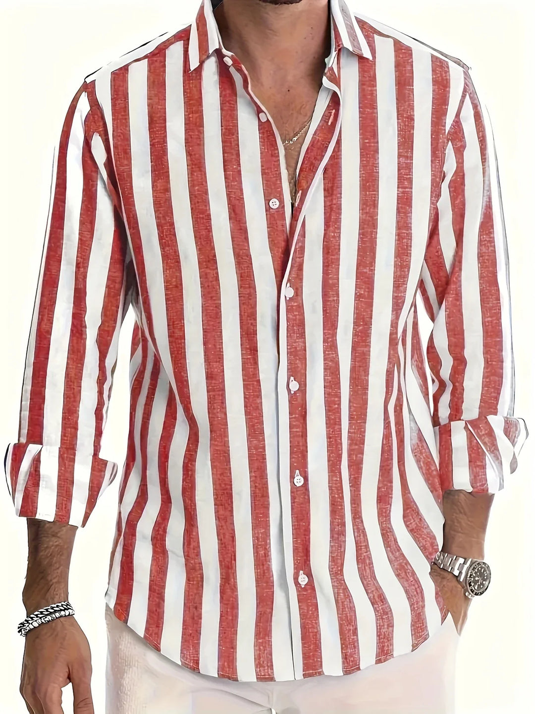George - Elegante Camicia a Maniche Lunghe a Righe