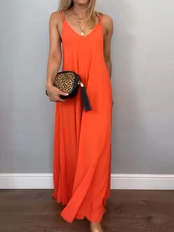 Jolanta - Elegante Cotone e Lino Scollo a V Abito
