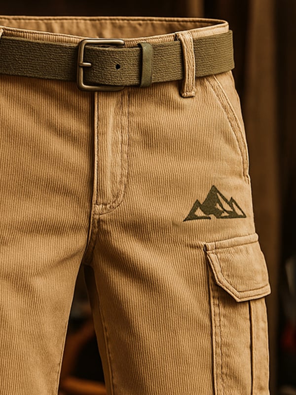 Pantaloncini Da Lavoro Multifunzionali Classici in Velluto a Coste Per Uomo