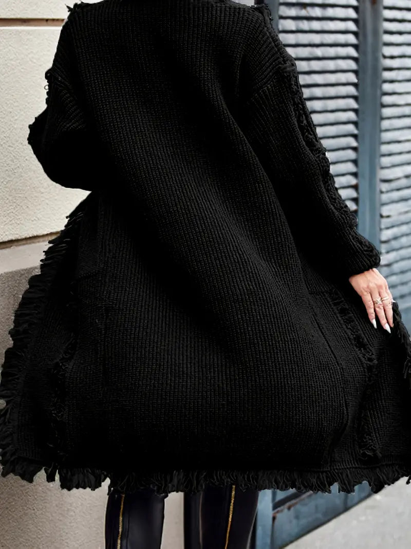 Ramziya - Elegante Nappa Lunga Cardigan Con Tasca