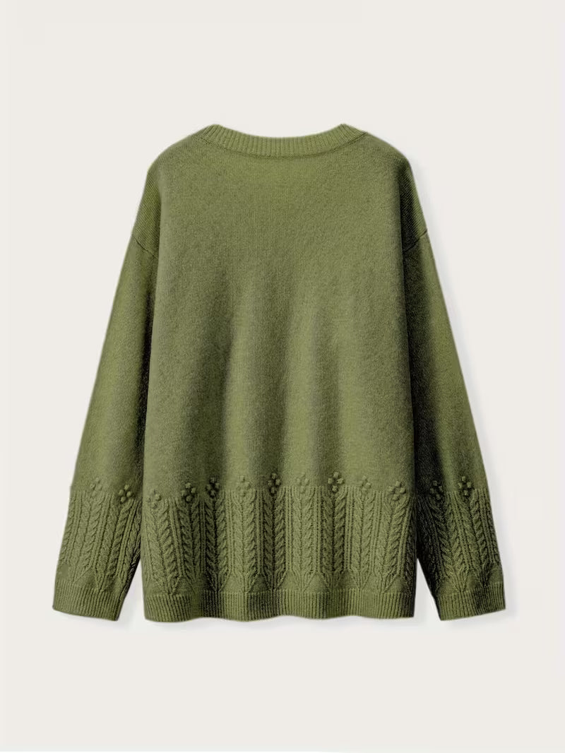 Ghizala - Maglione a Girocollo in Maglia a Motivi Floreali