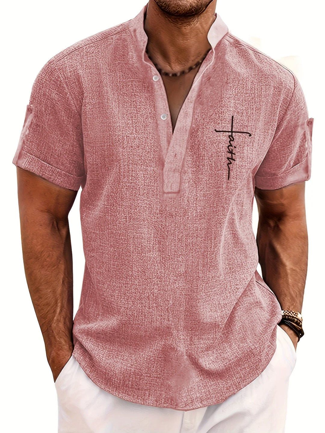 Elliott - Elegante Camicia a Maniche Corte Con Collo Alto