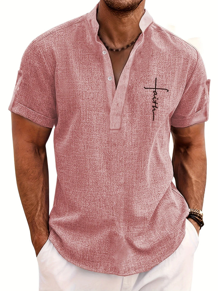 Elliott - Elegante Camicia a Maniche Corte Con Collo Alto