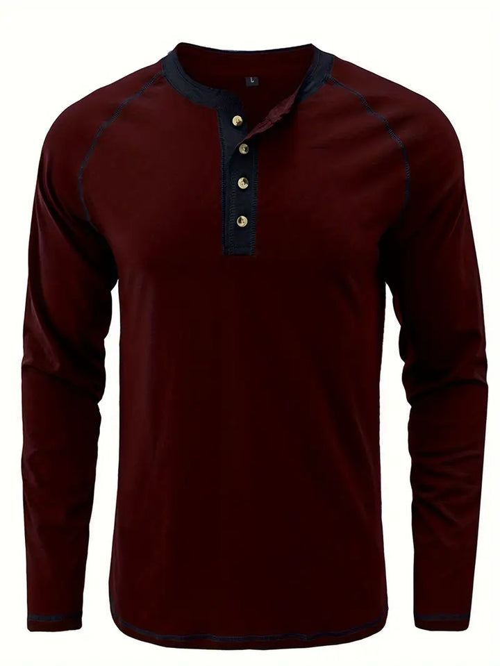 Sharma - Camicia Henley a Maniche Lunghe Con Collo Rotondo