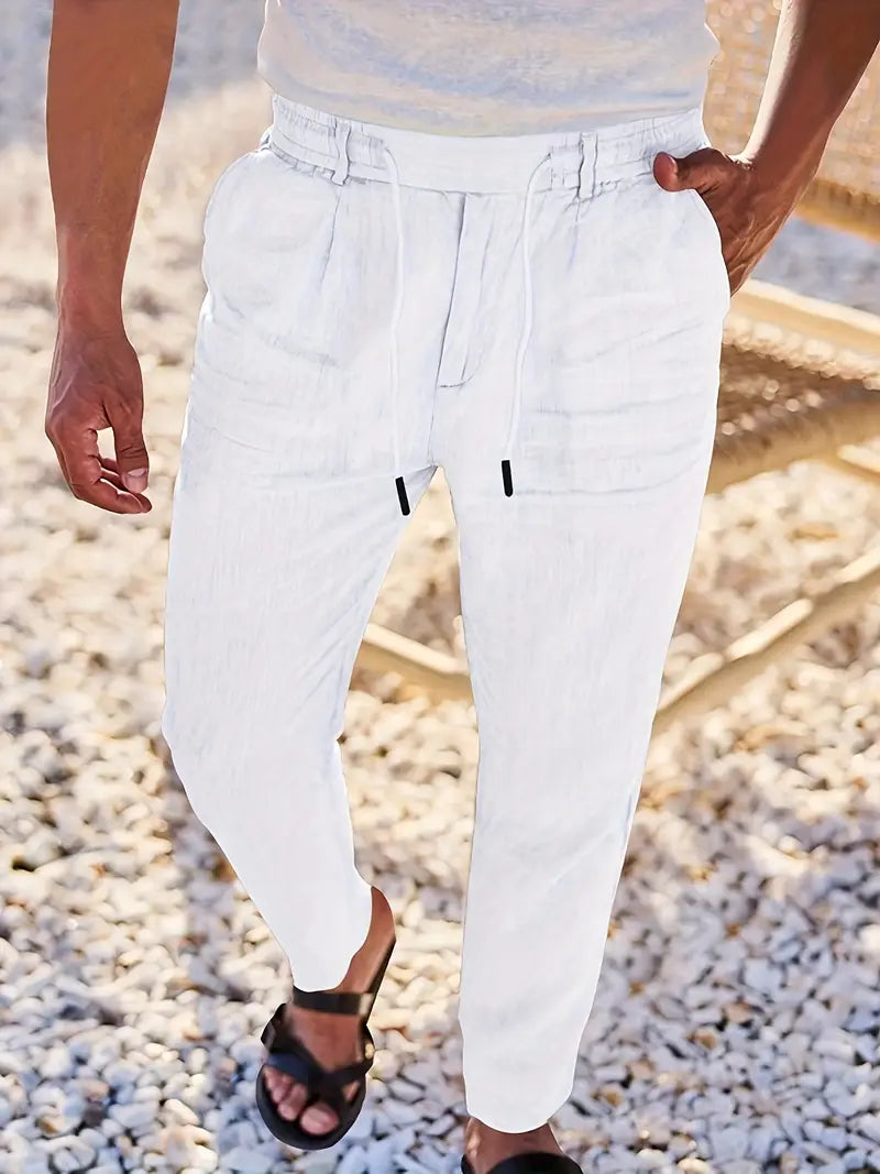 Nichols - Pantaloni Larghi In Lino Con Coulisse