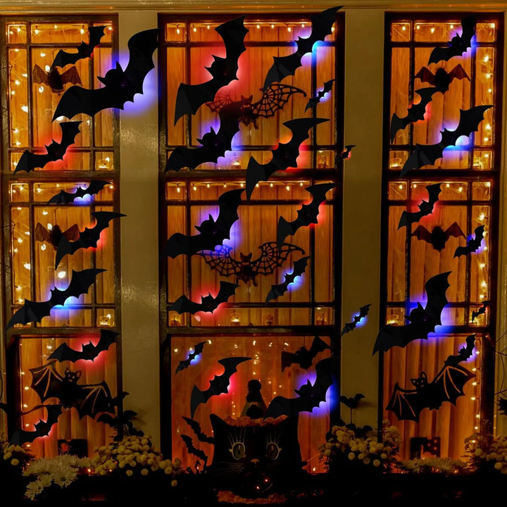 GlowWing - Adesivi Decorativi 3D Luminosi a Forma di Pipistrelli Per Halloween