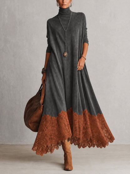 Albria - Abito Lungo a Maniche Lunghe in Stile Vintage