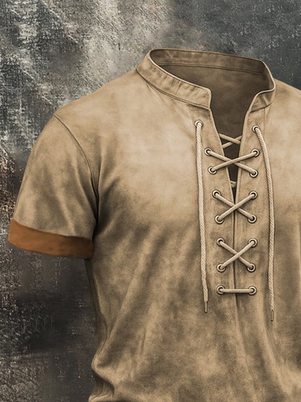 T-Shirt Da Uomo Con Effetto Slavato e Coulisse