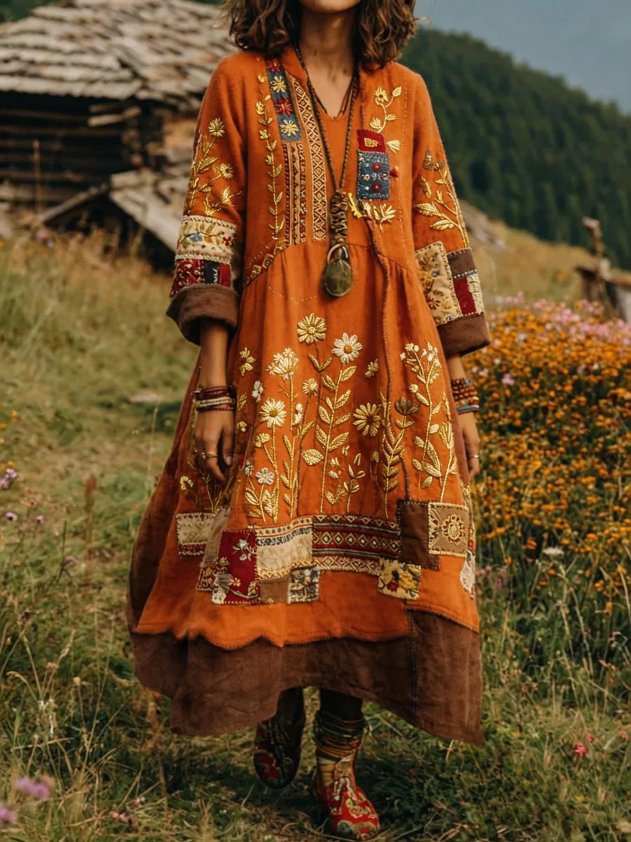 Eresha - Abito Casual a Maniche lunghe Con Stampa Floreale
