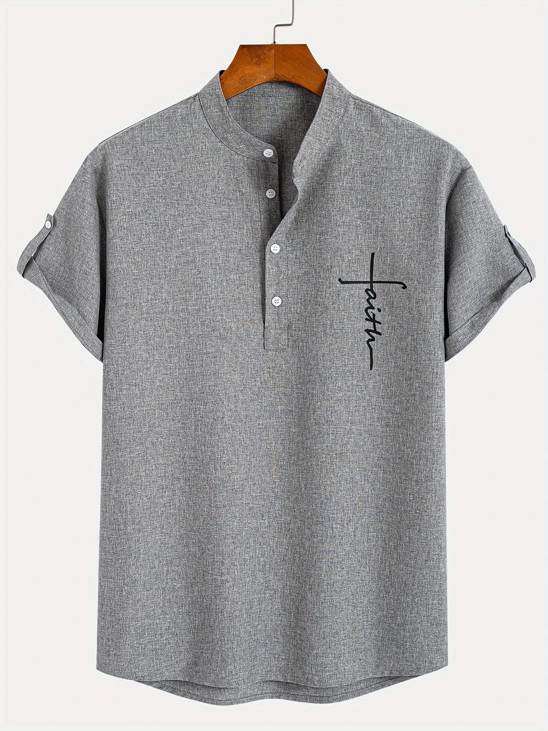 Elliott - Elegante Camicia a Maniche Corte Con Collo Alto