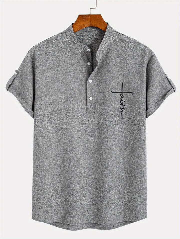 Elliott - Elegante Camicia a Maniche Corte Con Collo Alto