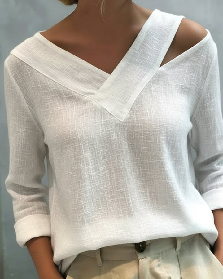 Makeeta - Elegante Top Con Scollo a V e Spalline