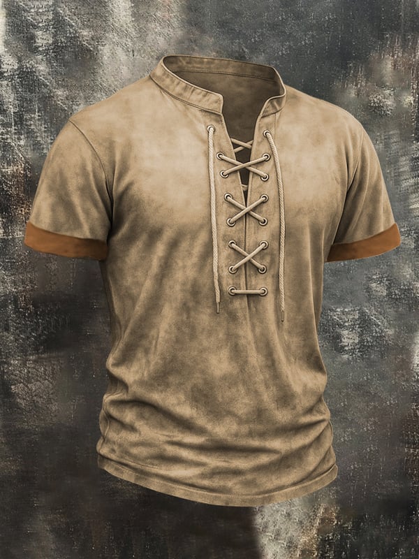 T-Shirt Da Uomo Con Effetto Slavato e Coulisse