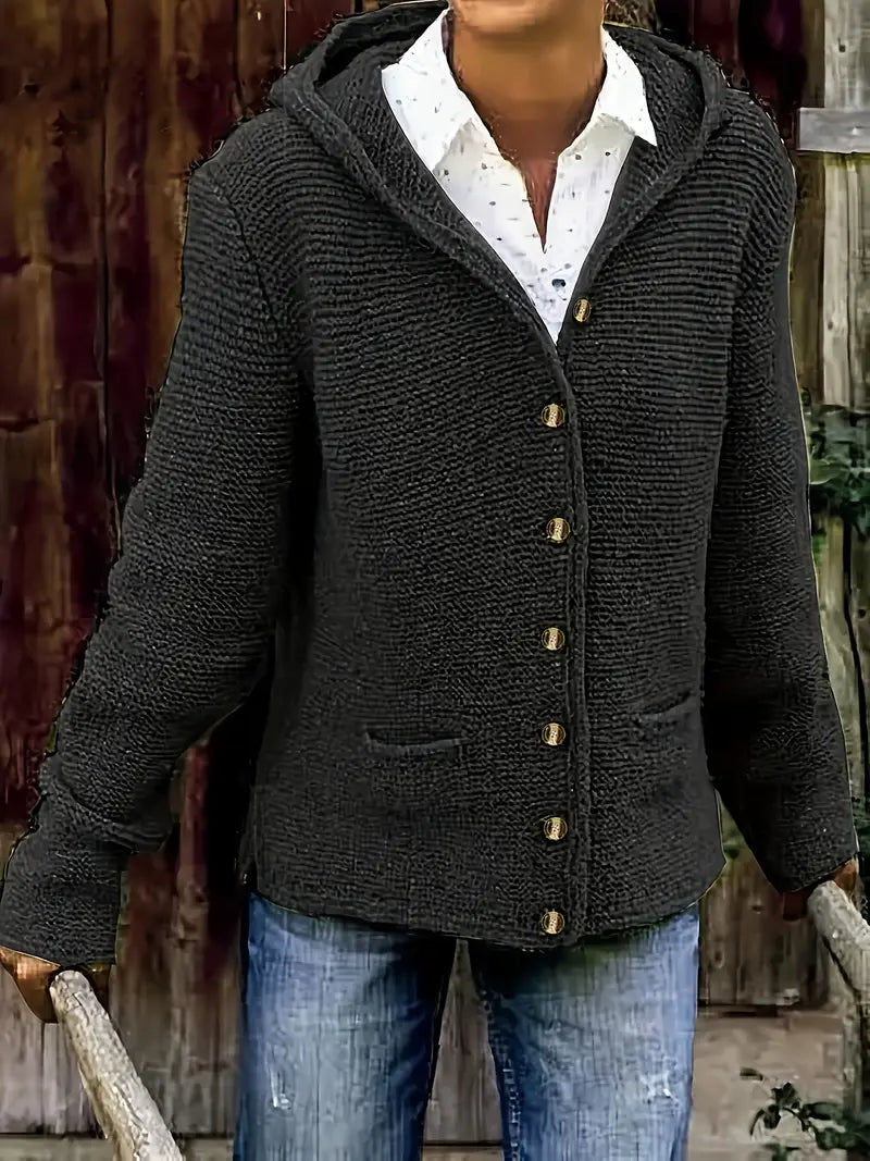 Bressan - Elegante Cardigan Con Cappuccio e Maniche Lunghe