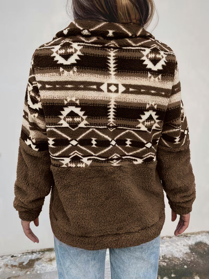 Limina - Felpa Teddy Con Motivo Geometrico E Mezza Zip