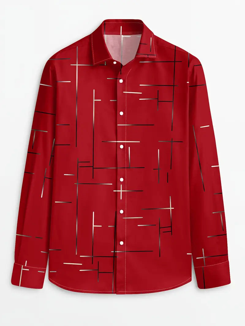 Nerio - Camicia a Maniche Lunghe Con Stampa Geometrica