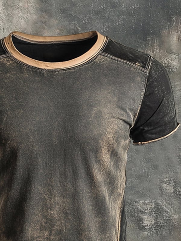 Top Henley con design color block retrò da uomo