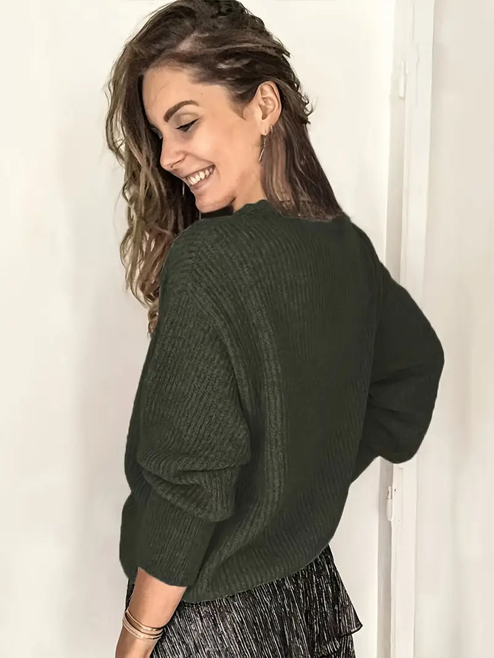 Rozelyn - Elegante Maglione Con Scollo A V  Lavorazione A Trecce