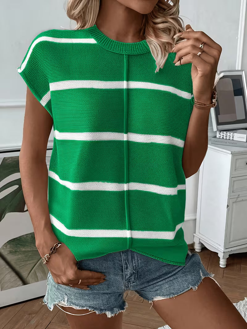 Enila - Maglione a Righe in Maglia Con Scollo Rotondo