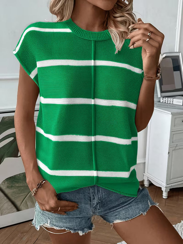 Enila - Maglione a Righe in Maglia Con Scollo Rotondo
