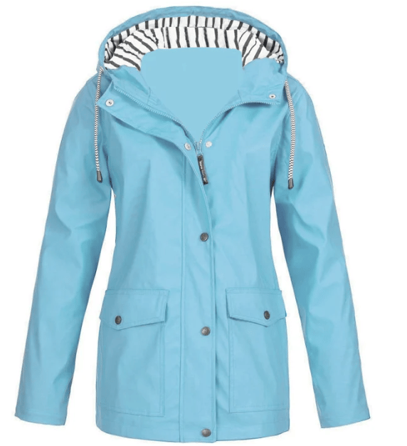 Ilektra - Elegante Manica Lunga Impermeabile Cappuccio Giacca