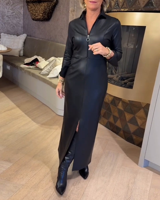 Laila - Abito Alla Moda in Pelle PU Con Cerniera