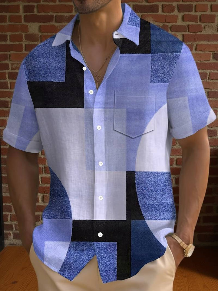 Boucher - Camicia a Maniche Corte Con Stampa Geometrica Vintage E Bottoni