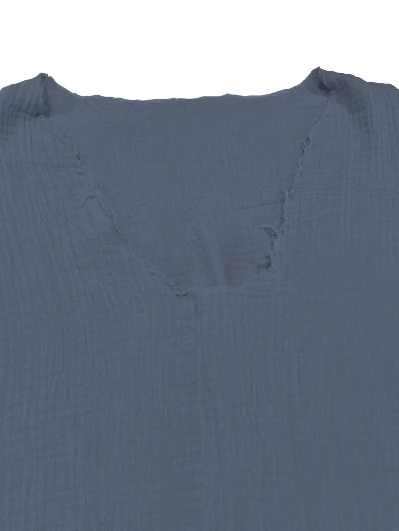 Demetrio - Camicia Casual Comoda a Maniche Lunghe Con Scollo a V