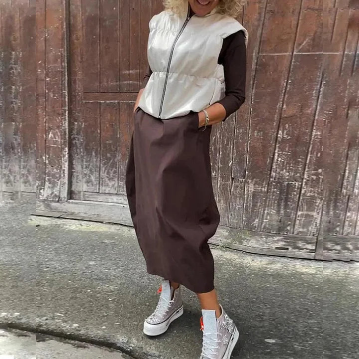 Vionel - Abito In Poliestere A Maniche Lunghe Con Tasche