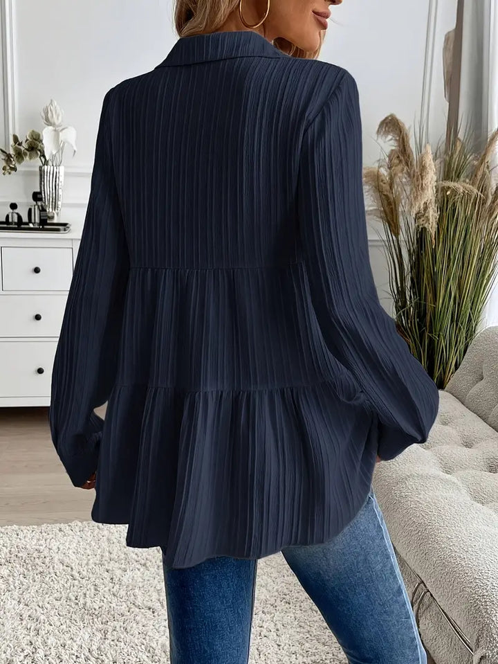 Majlinda - Elegante Camicia a Maniche Lunghe Con Bottoni