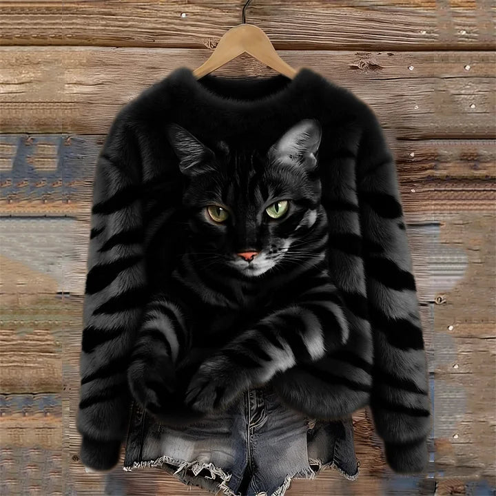 Jules - Felpa Morbida Con Motivo Tigrato e Gatto Soriano