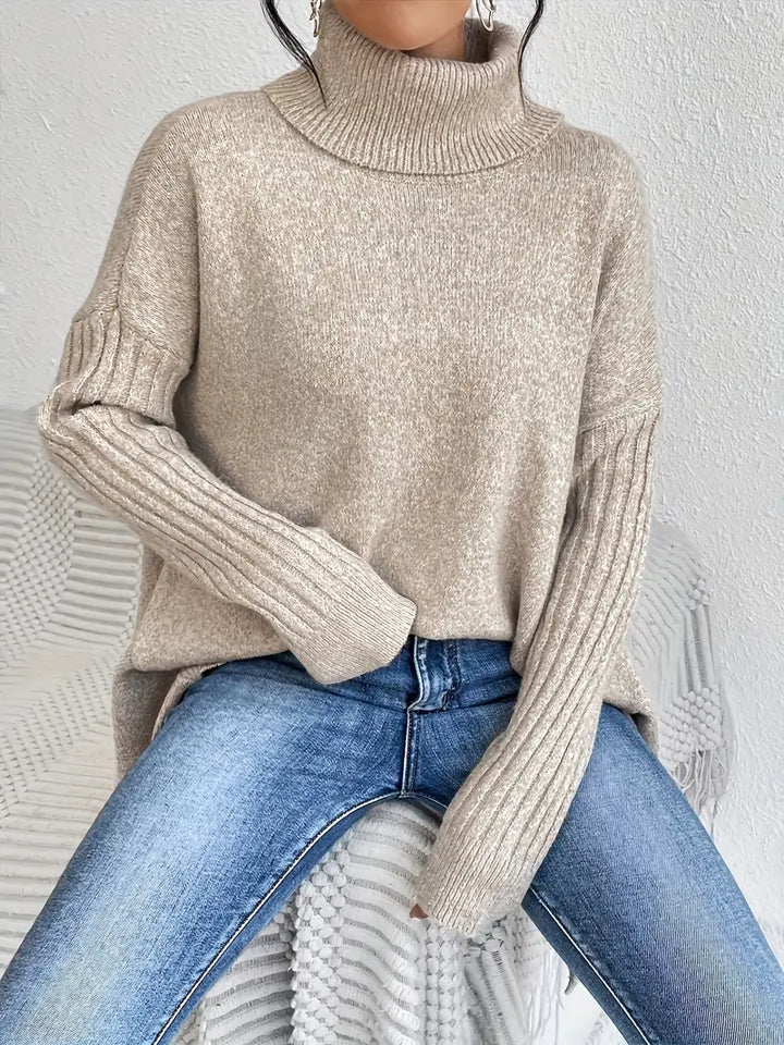 Laora - Maglione Casuale a Maniche Lunghe Con Collo Alto