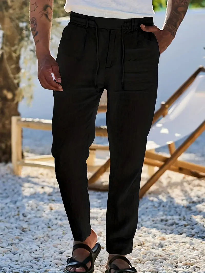 Nichols - Pantaloni Larghi In Lino Con Coulisse