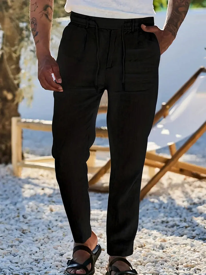 Nichols - Pantaloni Larghi In Lino Con Coulisse