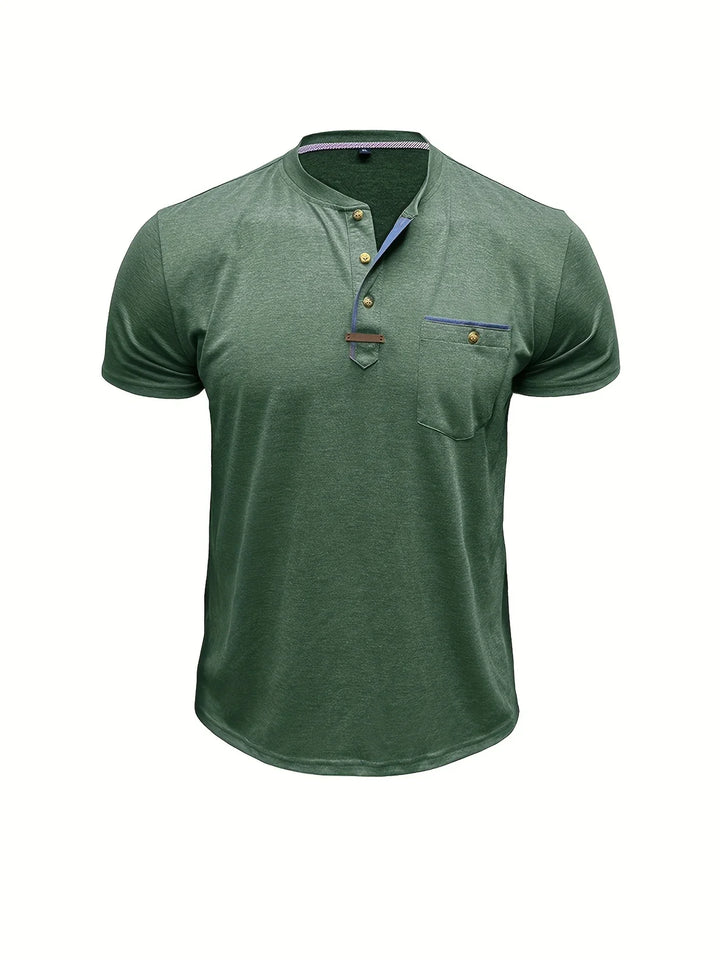 Saxon - Elegante Maglietta Girocollo Con Taschino