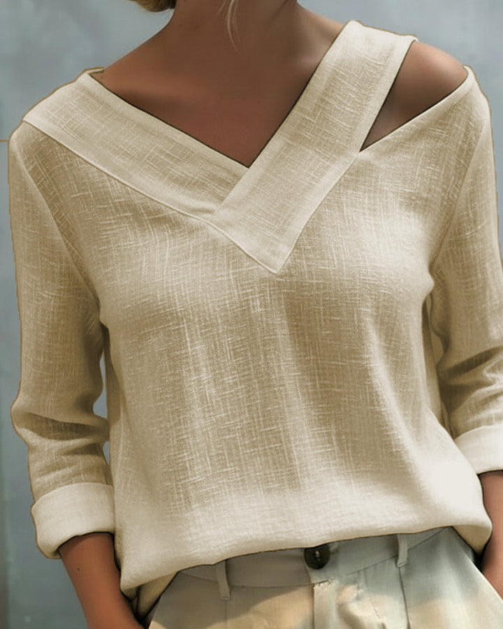 Makeeta - Elegante Top Con Scollo a V e Spalline