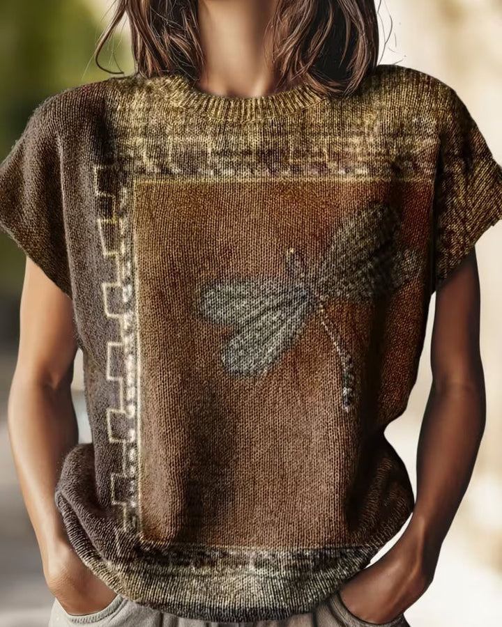 Dyniza - Maglione Lavorato a Maglia Con Stampa a Libellula