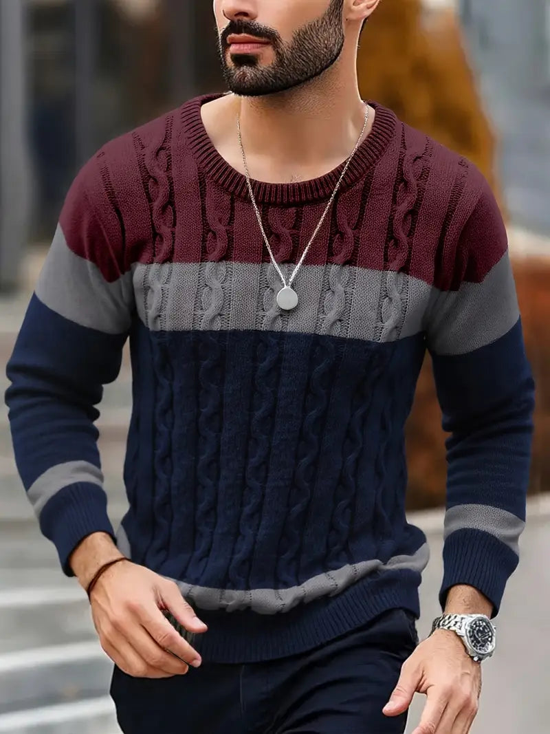 Watkins - Maglione Casual a Maniche Lunghe Lavorato a Maglia