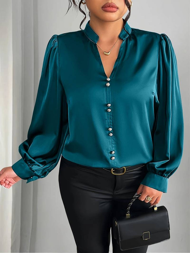 Elisheva - Elegante Camicia Con Maniche a Sbuffo e Scollo a V