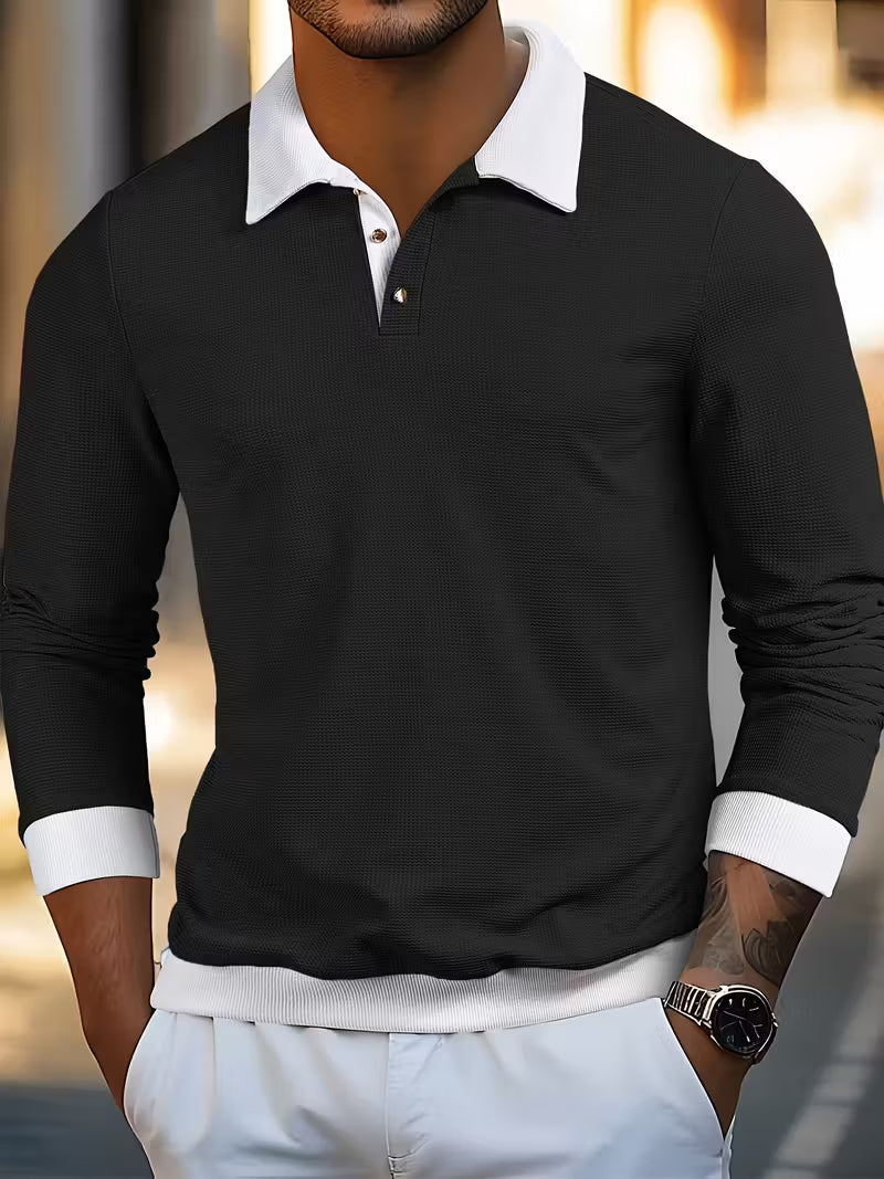 Gennady - Camicia In Maglia Waffle Testurizzata Con Colletto a Contrasto