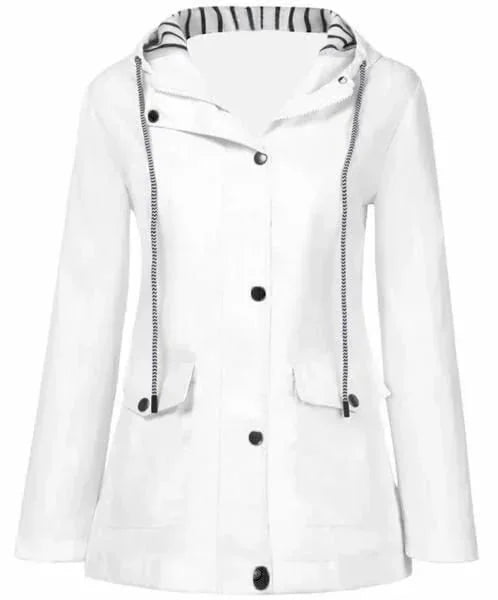 Ilektra - Elegante Manica Lunga Impermeabile Cappuccio Giacca