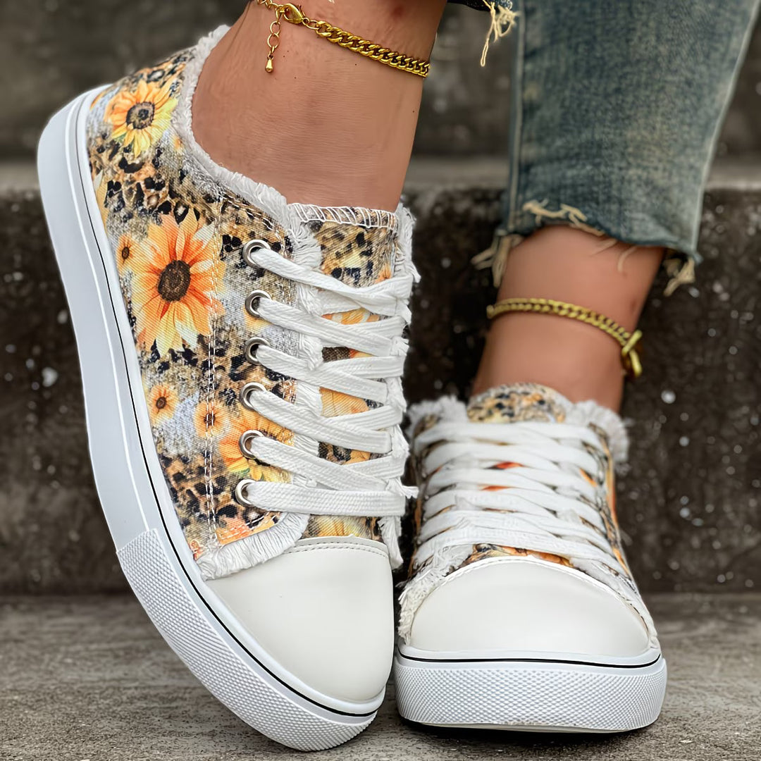 Portia - Sneaker Con Lacci e Stampa Girasole