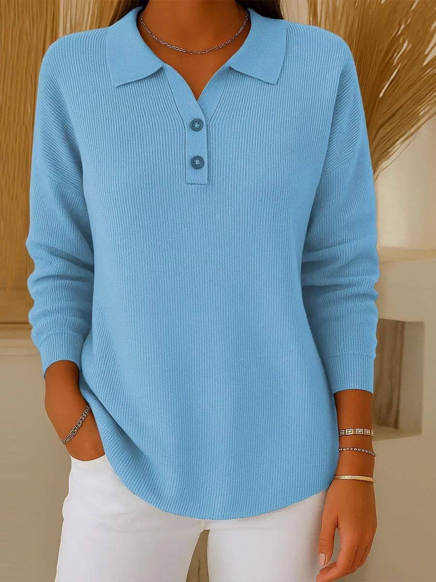 Aranka - Top a Maniche Lunghe Con Collo Con Risvolto