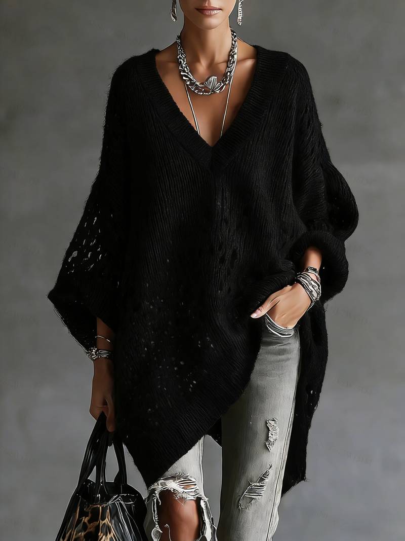 Bimashi - Maglione Ampio a Maniche Lunghe Con Scollo a V