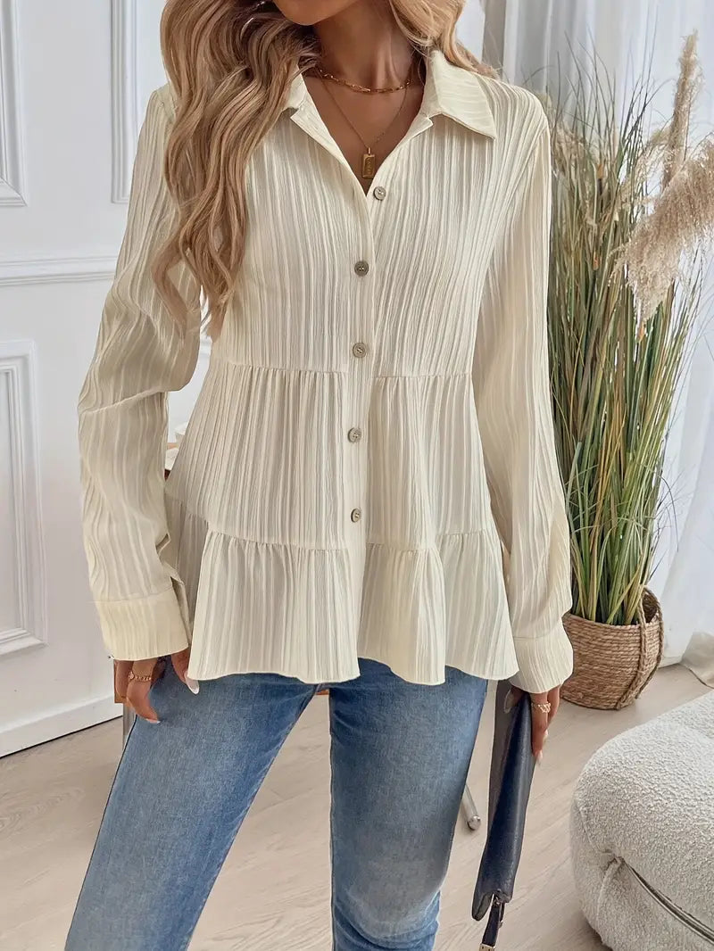 Majlinda - Elegante Camicia a Maniche Lunghe Con Bottoni