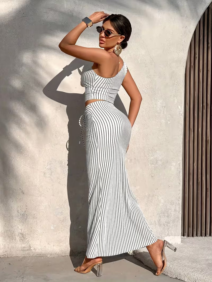 Shaiyla - Elegante Completo a Due Pezzi a Righe