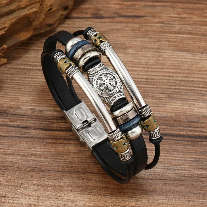 NorBrac - Bracciale Vintage In Pelle In Stile Vichingo