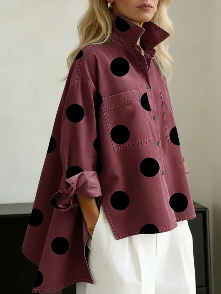 Ranulya - Elegante Top Con Stampa a Pois Artistica
