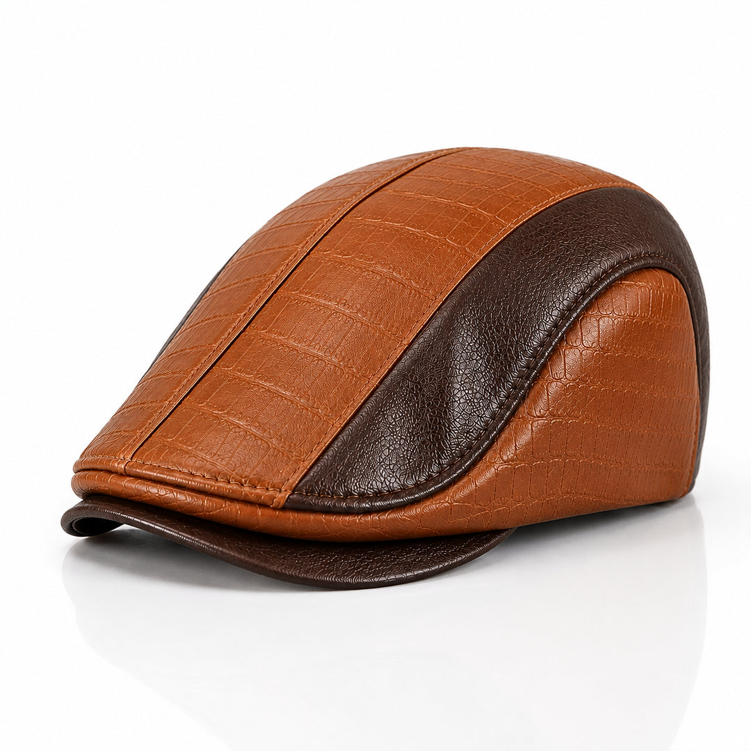 Crowncraft - Elegante Berretto Piatto in Pelle