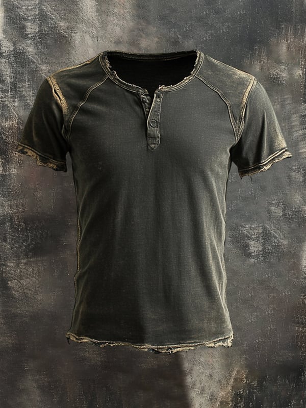 T-Shirt Vintage Da Uomo Con Maniche Corte Effetto Consumato
